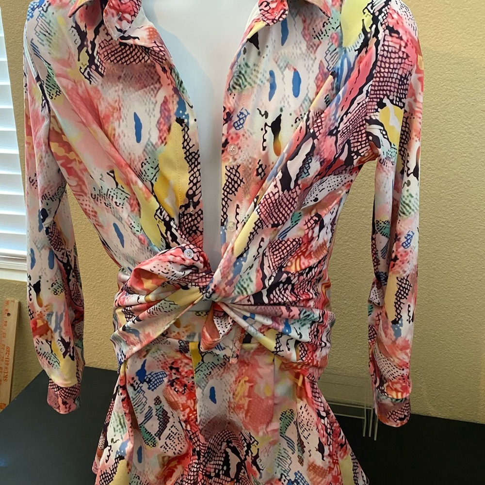 Multicolored Snake skin short set
